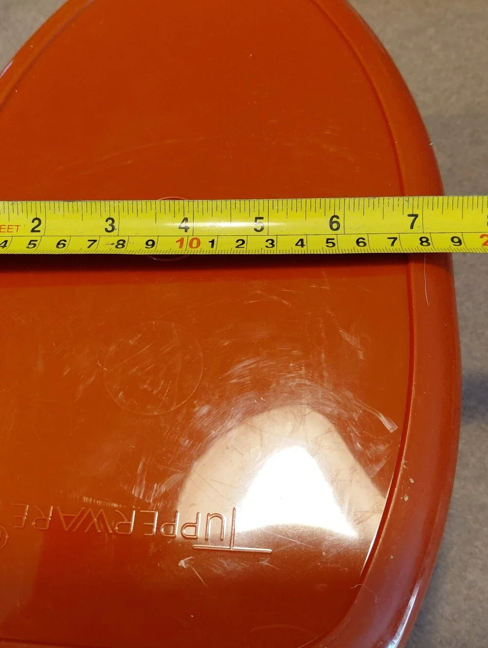 Vtg Tupperware Roast/Ham Keeper~Orange With Lid & Holder ~3 Pcc